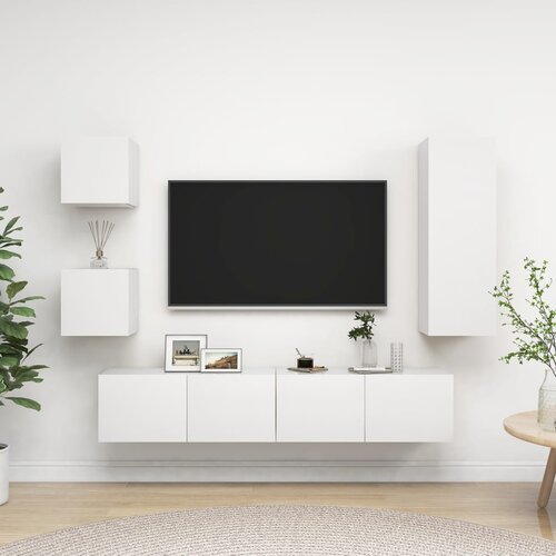  5-dijelni set TV ormarića bijeli od konstruiranog drva Slike