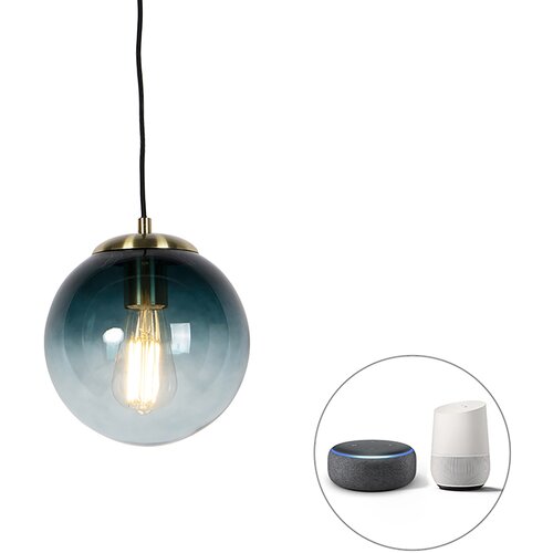 QAZQA Pametna viseča svetilka iz medenine z oceansko modrim steklom 20 cm, vključno z WiFi ST64 - Pallon Cene