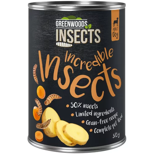 Greenwoods Insects insekti s krompirjem in korenjem - Varčno pakiranje: 12 x 375 g