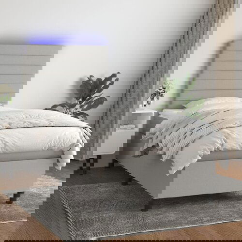  The Living Store Box spring postelja z vzmetnico LED svetlo siva 90x200 cm blago - Box Spring Postelja, (21448951) Slike