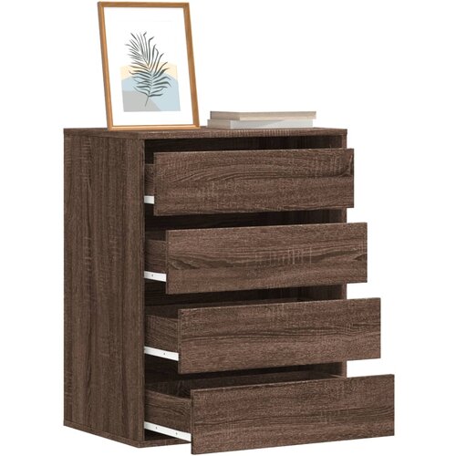  The Living Store Kotni predalnik rjavi hrast 60x41x76 cm inženirski les - Predalnik, (21457775) Slike
