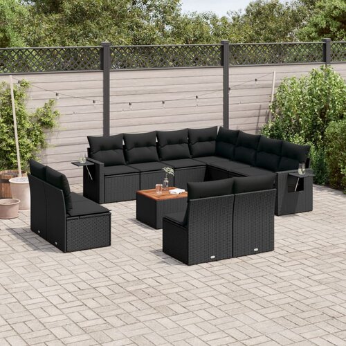  12-dijelni set vrtnih sofa od poliratana s jastucima crni Cijene
