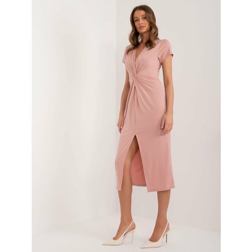 Fashion Hunters dusty pink fitted short sleeve dress Cene