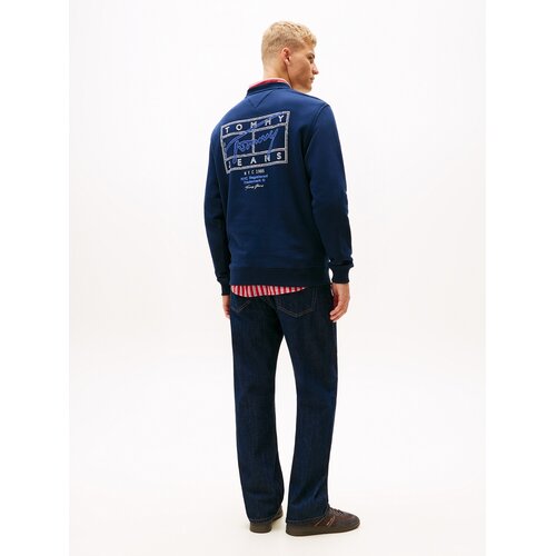 Tommy Jeans Sweater majica plava / morsko plava / bijela Slike