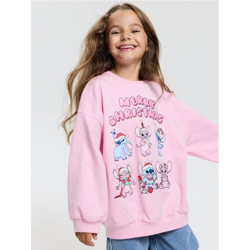 Sinsay Pamučna crewneck majica s božićnim printom Stitch Slike