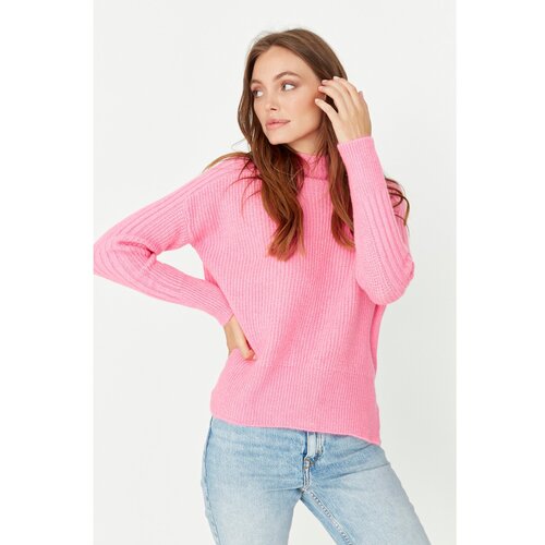 Trendyol Fuchsia Stand Collar Knitwear Sweater Slike