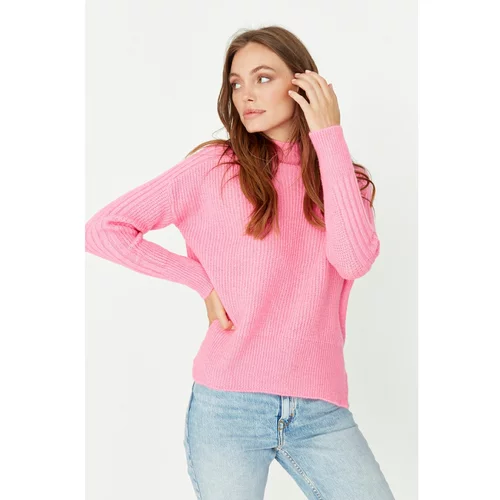 Trendyol Fuchsia Stand Collar Knitwear Sweater