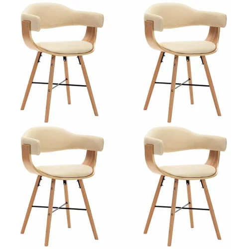  Jedilni stoli 4 kosi krem umetno usnje in ukrivljen les, (20812509)