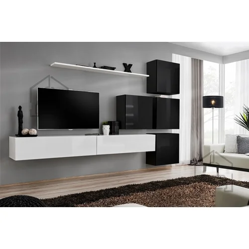 ASM Meble Dnevni TV regal Switch IX 310 cm - bel/črn