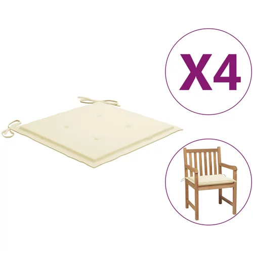 vidaXL jastuci za vrtne stolice 4 kom krem 50 x 50 x 3 cm od tkanine