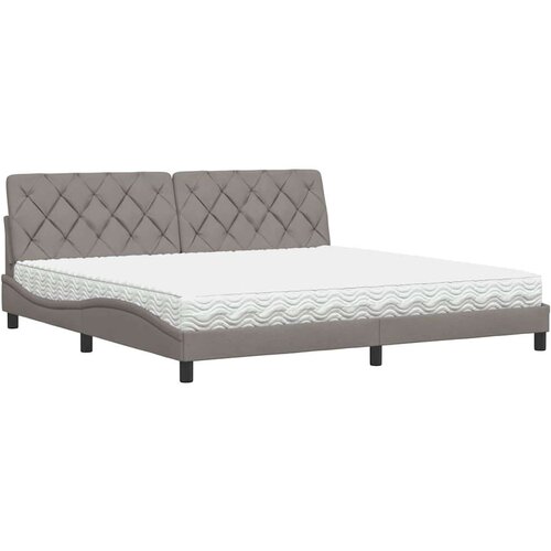  Krevet s madracem smeđesivi 200x200 cm od tkanine - Sivo-smeđa 200 x 200 cm Slike