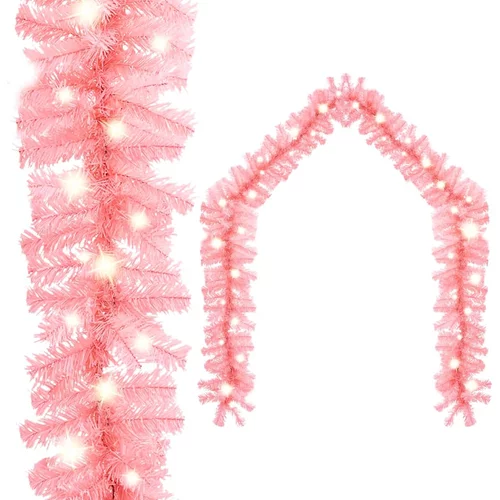 vidaXL Božična girlanda z LED lučkami 5 m roza