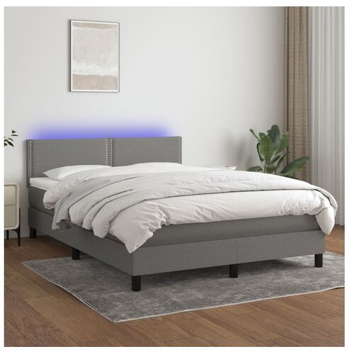  Box spring s madracem LED tamnosivi 140x200 cm tkanina Cijene