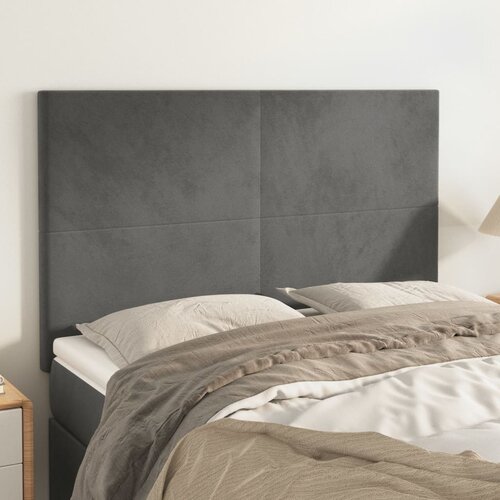vidaXL Posteljno vzglavje 4 kosa temno siv 72x5x78/88 cm žamet Cene