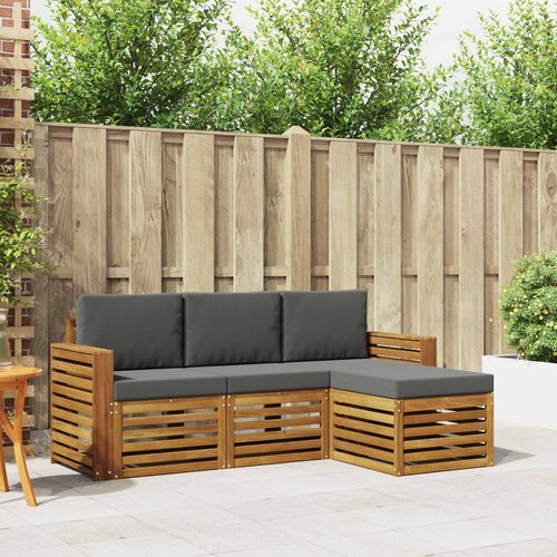  Set vanjskih sofa 4 kom. Prirodna i antracit Bijela 197,5 x 122,5 x 73 cm Slike