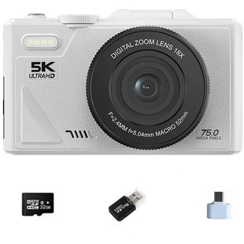 INF Bela digitalna kamera 5K s 32 GB kartico, adapterjem Type-C in USB bralnikom, (5000116966) Cene