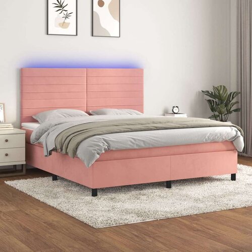  Krevet box spring s madracem LED ružičasti 160x200cm bar&amp;scaron;unasti Slike