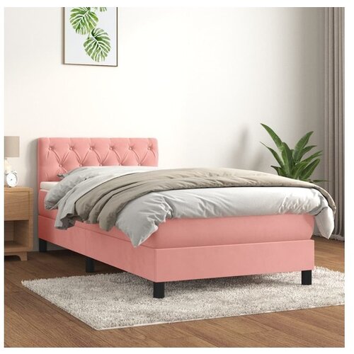 VidaXL Box spring krevet s madracem ružičasti 80 x 200 cm bar&amp;scaron;unasti Slike