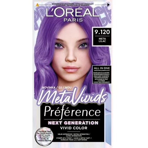 L'Oréal Paris Préférence Meta Vivids barva za lase 75 ml Odtenek 9.120 meta lilac za ženske