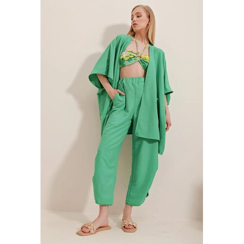 Trend Alacati Stili Ženski komplet kardigan i pantalone ALC-752-001, Zeleni Cene
