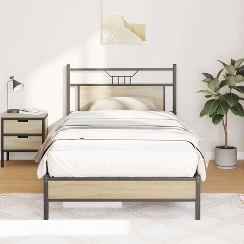 Posteljni okvir brez vzmetnice sonoma hrast 107x203 cm inž. les, (21790671) Slike