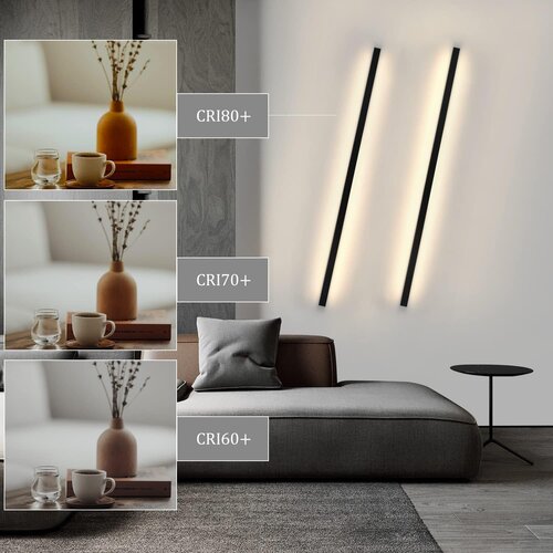 Nettlife 2 LED stenski svetilki, 100 cm notranja stenska svetilka, črna, moderna oblika, zatemnljiva, toplo bela, (5000491213) Slike