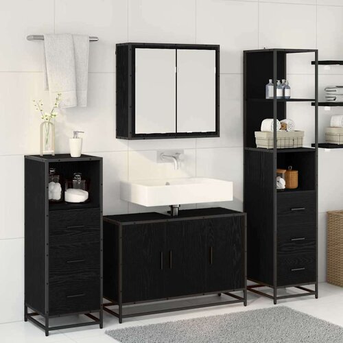 VidaXL set namje&amp;scaron;taja za kupaonicu 4 pcs crni hrast 90 x 33 x 60 cm Slike