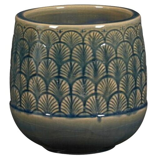  Okrugla tegla za biljke Oran (Vanjska dimenzija (&amp;oslash; x V): 20 x 19 cm, Plava, prirodni materijali, Sjaj) Slike