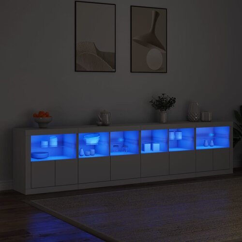  Komoda s LED svjetlima bijela 283x37x67 cm Cijene