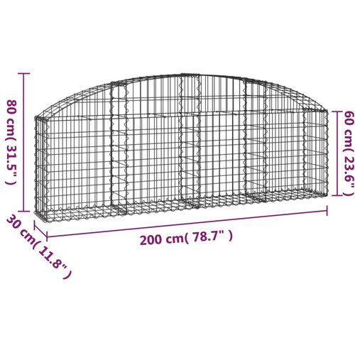  Gabionska ko&amp;scaron;ara s lukom 200 x 30 x 60/80 cm pocinčano željezo Slike