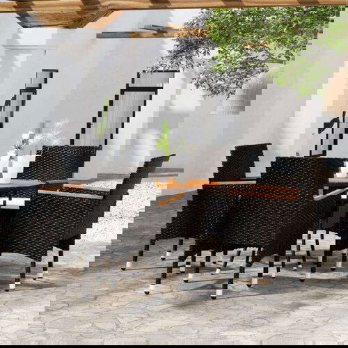  5-dijelni vrtni blagovaonski set od poliratana crni Cijene