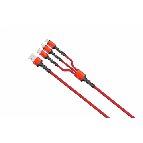 Moye CONNECT 3 IN 1 USB kabel dolžine 1 meter rdeče barve
