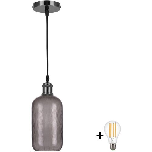 Brilagi LED luster na sajli RETRO GLASS 1xE27/60W/230V prečnik 14 cm crna/dimno-siva Slike