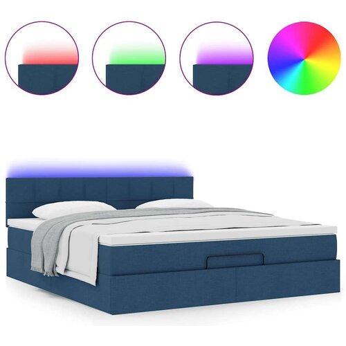VidaXL otomanski krevet s madracem i LED plavi 160x200cm tkanine Slike