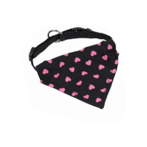 Nobby bandana črna ovratnica z rutko, roza srčki - različne velikosti 20 - 30 cm Cene