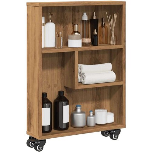 vidaXL Uska kolica za pohranu boja hrasta 48x13x68cm konstruirano drvo Cene