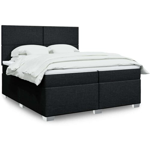 VidaXL Krevet s oprugama i madracem crni 200x200 cm od tkanine Slike