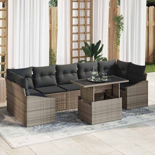 vidaXL Vrtna sedežna garnitura z blazino 8 pcs Siva 100 x 55 x 73 cm Cene