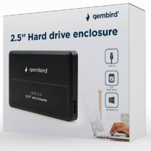 Gembird EE2-U3S-3 USB 3.0 Externo kuciste za 2.5" SATA hard diskove, bruseni aluminijum crni Cene