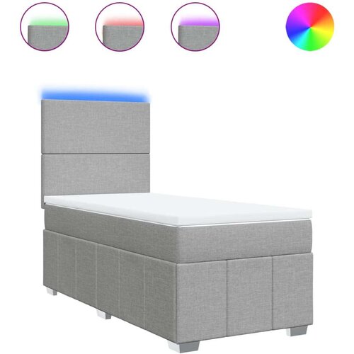 vidaXL Box spring postelja z vzmetnico svetlo siv 100x200 cm blago Cene