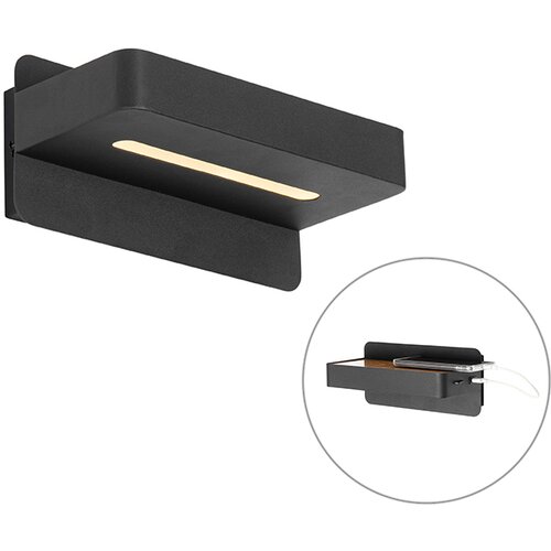 QAZQA moderna stenska svetilka črna z led z usb - ted Cene
