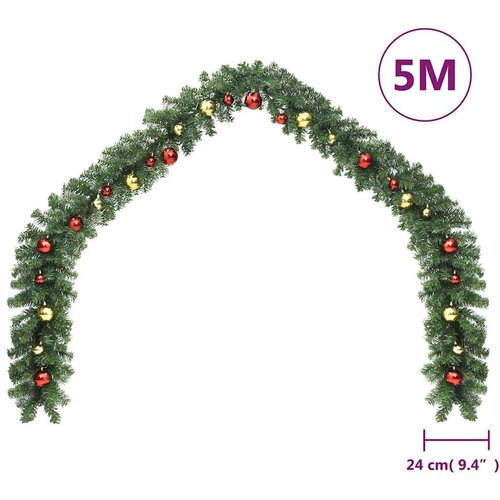 VidaXL Božićna girlanda ukra&amp;scaron;ena kuglicama i LED žaruljama 5 m Slike