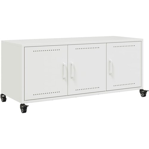 Maison Chic TV omarica - TV stojalo - Televizijska omarica bela 100,5x39x43,5 cm jeklo, (21699768) Slike