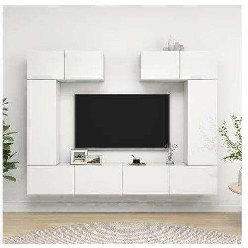  Komplet TV omaric 6-delni visok sijaj bela iverna plošča
