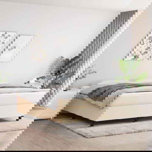 vidaXL Krevet s oprugama i madracem krem 160x200 cm od tkanine Cijene