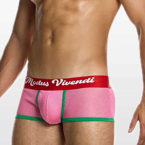 Modus vivendi mu&amp;scaron;ke bokserice u roze boji sa crvenim pojasom Slike