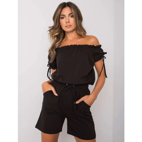 Fashionhunters OHLA black overall with Spanish neckline
