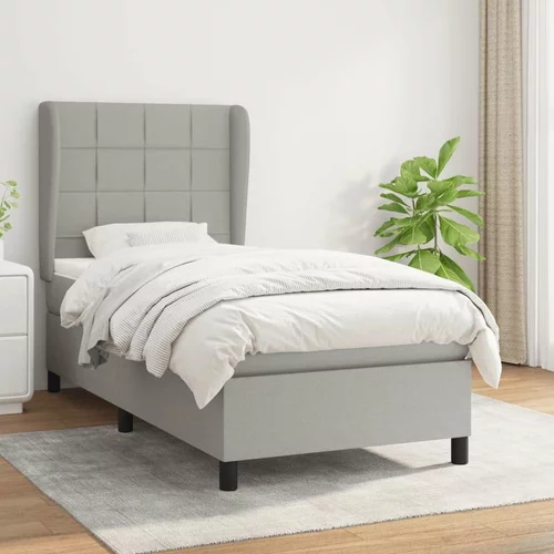  Box spring postelja z vzmetnico svetlo siva 80x200 cm blago, (20790520)