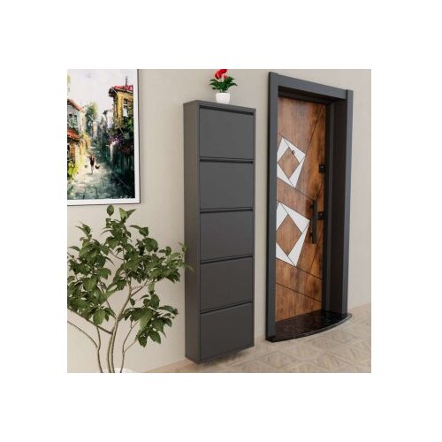 Hanah home ormar za cipele 5 piece metal anthracite Slike