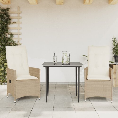 Maison Chic Nastavljivi vrtni stoli - Stol za vrt 2 kosa z blazinami bež poli ratan JS76, (21878445) Slike